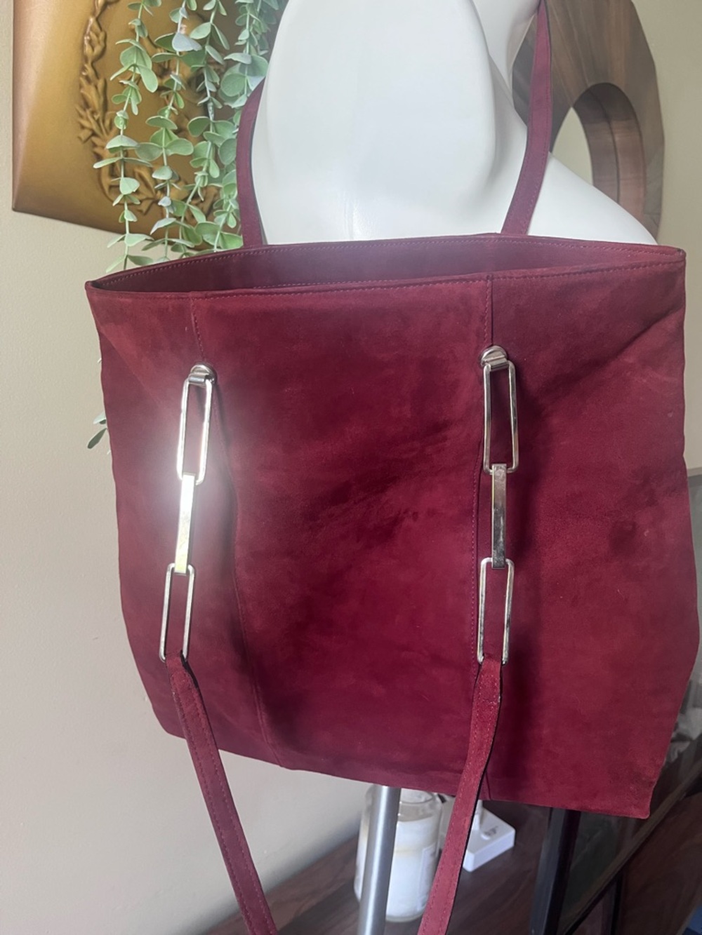 Rare Pibra burgundy suede.